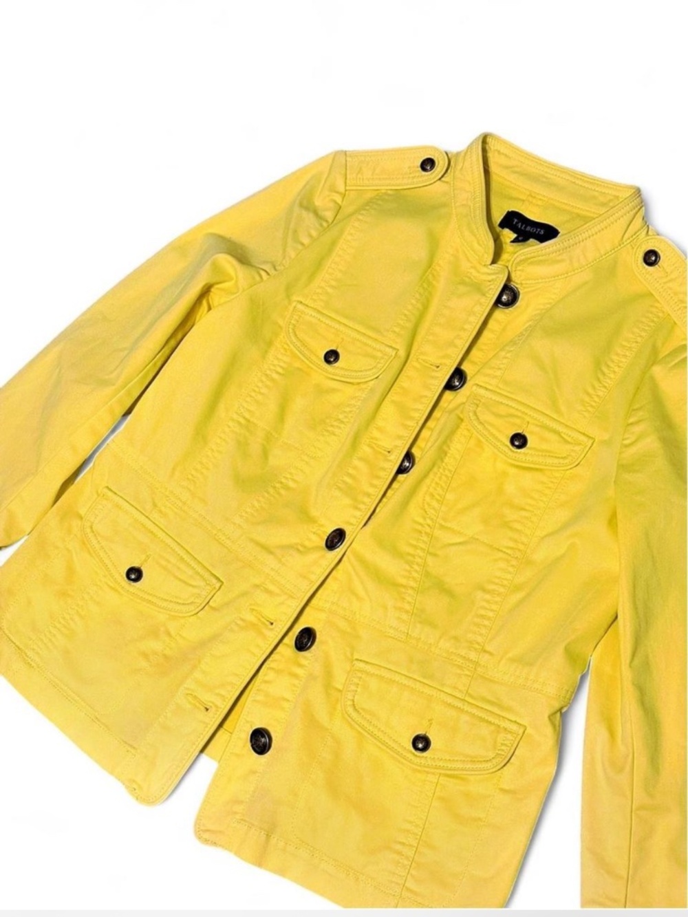 Talbots Utility Jacket, Sunshine Yellow, Stretch Blend, Sz 12